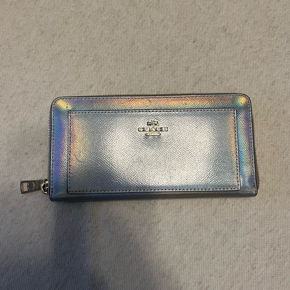 Coach Hologram City Zip Tote and Wallet Iridescent Leather Silver - Picture 8 of 11